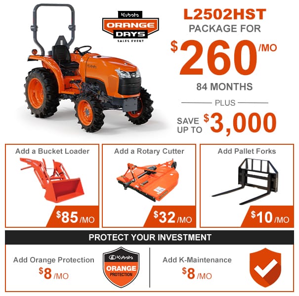 Kubota L2502HST Tractor Package